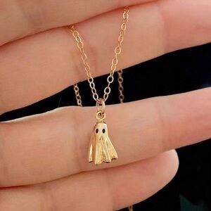 Gold Tone Ghost Necklace Ghost Pendant Charm Halloween